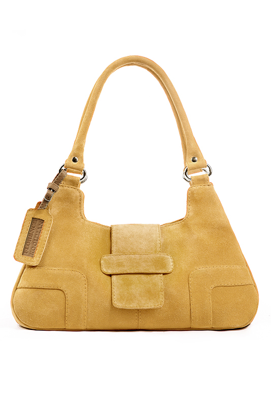 Dress handbag in mustard yellow leather - Top view